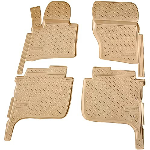 Recambo 3D Gummi Fußmatten kompatibel für VW Touareg | Typ 7P | 2010-2018 | Auto Gummimatten | Passgenau | mit Rand | beige