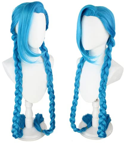 Liamiona Anime Cosplay Perücke Blaue Perücke Mit Doppelten Zöpfen