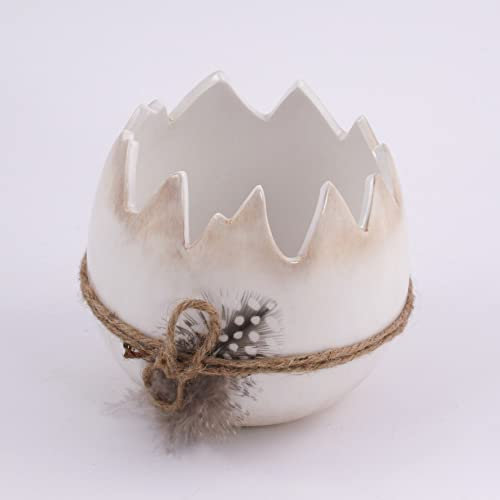 Goldbach Windlicht Osterschale, Eierschale zum bepflanzen, Übertopf braun/beige, Teelichthalter, H 11cm