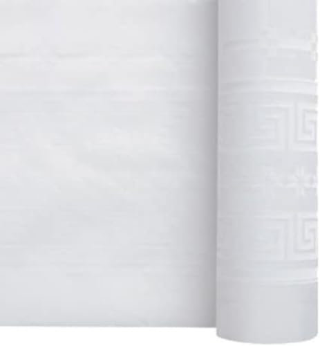 SANYGIENE | Mantel blanco de papel Damasco | Kit de 330 cubiertos: 2 rollos de 50 m o 100 m | Ancho 1,20 m | Desechable | Mantel desechable para comidas para fiestas - Boda - Banquete - Barbacoa