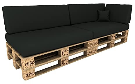 POKAR Palettenkissen Wasserabweisend Palettenauflagen mit abnehmbarem Bezug Palettenmöbel Palettensofa 6er Set: Sitzkissen 120x80 + Rückenlehne 120x40, Anthrazit