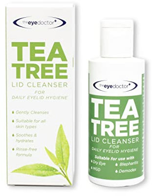 The Eye Doctor Tea Tree Lid Cleanser 100ml – Daily Eyelid Hygiene Remove Debris & Make-up Eyelid Eyelashes – Suitable for Sensitive Eyes – Contains Tea Tree Oil Argan Oil Coconut Oil & Micellar Water
