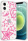 Idocolors Star Handyhülle Clear Case für iPhone 12 Mini, Girly Hot Pink bedruckte Schutzhülle Transparent Einzigartiges Design Anti-Vergilbung Weicher TPU Bumper Slim Stoßfest Cover