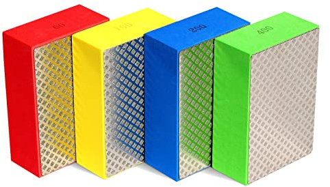 Diamant-Handpolierpads, Colmthys Glas Schleifen Pads für keramische Fliesen Glas Stein Granit Marmor Metall 4 Pcs/Set Grit 60#, 100#, 200#,400#