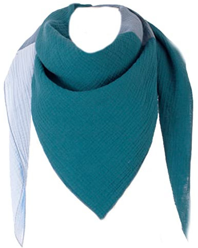 FASHION YOU WANT XXL Tuch 3 Farbig Farbwahl Halstuch Musselintuch Musselin Damen Damenhalstuch Dreieckstuch Schal Herren Frauen Herrenhalstuch Dreieckig leicht (einlagig) (hellblau/j.blau/petrol)