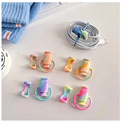 2 in 1 Data Cable Protector Cover,Mobile Phone Charger Data Cable Cover,Universal Mini Data Cable Protective Cover,Cute Silicone Data Cable Winder,Cable Anti-Break Protection Storage Tool (5 Pcs)