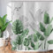 Hnmdmyi Rideau de Douche Vert Feuilles 180x180, Palmier Tropical et Bananier sur Marbre Gris et Blanc, Baignoire Jungle Plante Botanique Imperméable Tissu Lavable