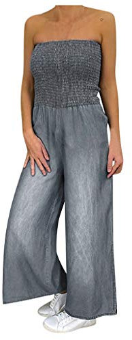 Kobilee Salopette Donna Jeans Playsuit Lunga Overall Tuta Intera Estiva Oversize Elegante Salopette Cotone Lino Jumpsuit Casual Pantaloni Larghi Monopezzi e Tutine Larghe Curvy