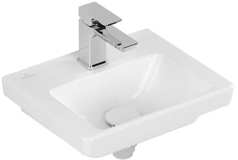 Villeroy & Boch Subway 3.0 Handwaschbecken, 370 x 305 mm, 1 Hahnloch, ohne Überlauf, ungeschliffen, 437038, Farbe: Stone White, Ceramic Plus
