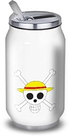 Wasserflasche aus Aluminium – Edelstahl (Thermoskanne 24 Stunden), wiederverwendbar, 330 ml bis 750 ml, japanisches Anime-Thema One Piece (Edelstahl, Dose S, 330 ml)