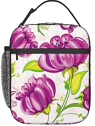 ELMAIN Wiederverwendbare tragbare Lunchbox, Comic-Blume, Lunchtasche für Büro, Arbeit, Picknick, Lunchbox für Männer und Frauen