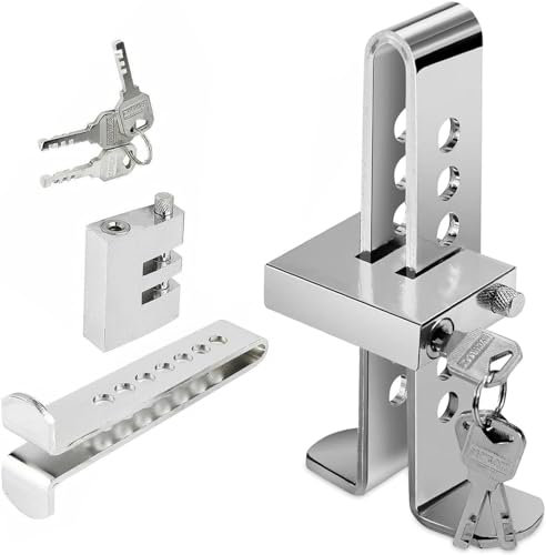 Car Pedal Locks for Vans, Car Brake Clutch Pedal Lock Adjustable 9 Holes Anti-Theft Car Security Device Stainless Steel Car Pedal locks for my Car Security Locking Device for Car Van Truck with 3 Keys