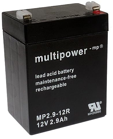 Multipower Blei-Akku MP2,9-12R Pb 12V / 2,9Ah Faston 4,8, Pluspol rechts