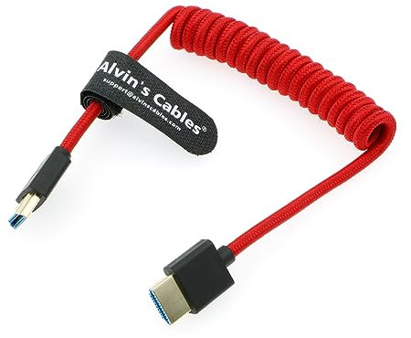Alvin's Cables 8K 2.1 Full HDMI Kabel, geflochten, hohe Geschwindigkeit, gewickelt, für Atomos Ninja V, Portkeys BM5, für Feelworld Monitor, für Canon C300, Z CAM E2, für Sony FS5 | FS7| A7S3 Kameras
