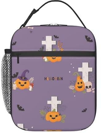 ZORIN Tragbare Lunchtasche mit Griff, Friedhof, Grabkreuz, Kürbis, isolierte Kühltasche, Lunchbox, wiederverwendbar, für Frauen, Jungen, Arbeit, Schule, Reisen, Picknick, Angeln