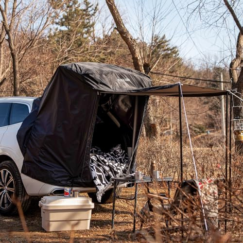 IDOOGEN Heckklappen-SUV-Zelt mit Vorzelt, Schatten und Sichtschutznetz, Autodachüberdachung und Stangen, wasserdichtes Campingzelt, UV-Schutz, Outdoor-Reisen, universell passend für die meisten SUVs,