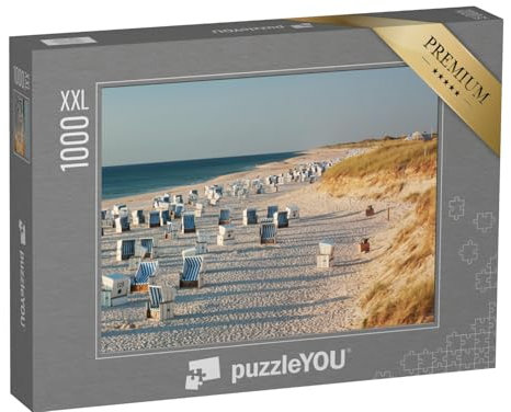 Puzzle 1000 Teile XXL „Strand mit Strandkörben im Abendlicht bei Kampen auf Sylt“ – aus der Puzzle-Kollektion Strandkörbe