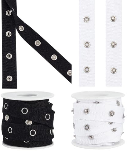 AHANDMAKER 5 Yards Snap Button Tape Trim Snap Tape for Sewing Sewing Snap Fastener Tape with Buttons for Clothing Sewing DIY Accessories