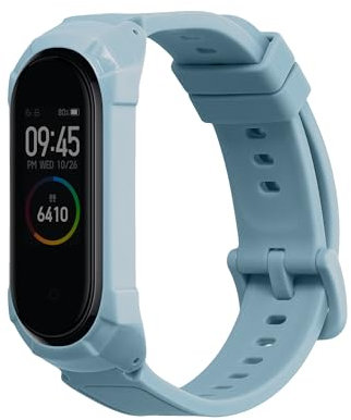 kwmobile Pulsera Compatible con Xiaomi Mi Band 6 / Band 5 / Band 4 - Correa de Silicona con Bumper para Reloj - Azul Claro