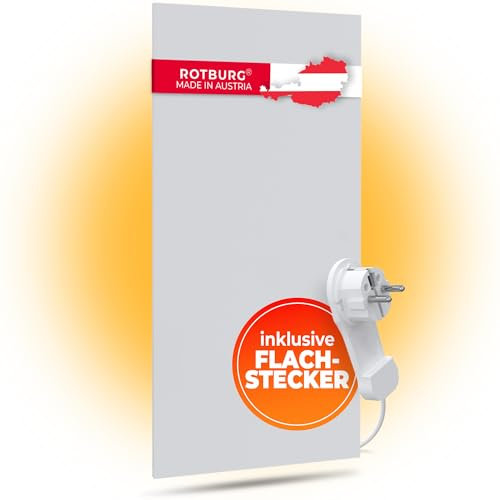 Rotburg Infrarot Wandheizung - Geräuschlose Infrarotheizung für 5-10qm - Schnell erwärmendes Heizpaneel für Wand & Decke -