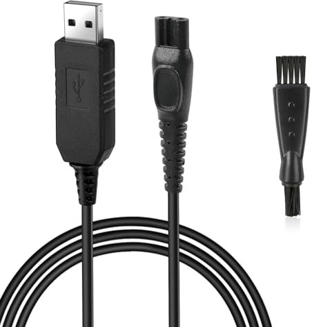 Vicloon Philip Rasierer Ladegerät, 15V Shaver Ladekabel Mit kleinem Pinsel für QC5115 QC5120HQ5 HQ560 HQ586 HQ568HQ6 HQ6070 HQ6071 HQ6073 HQ6076 HQ6075 HQ6090 HQ6095HQ9 HQ9070 HQ9080 HQ9090
