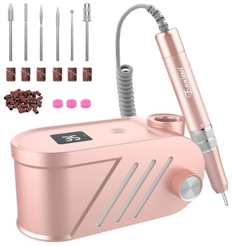 Enniewi Fresa per Unghie Professionale 35000RPM, Lima Per Unghie Elettrica, Manicure e Pedicure, Trapano Elettrico per Rimozione Gel/Smalto, Rosa