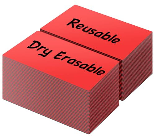 LLPT Dry Erase Magnetic Labels | 50PCS | Blank Writable Magnet Stickers Reusable | for Refrigerator Desktop Shelf DIY Whiteboard | Color Red | 2.5CM x 10CM