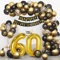 Bluelves Deko 60 Geburtstag Schwarz Gold, Luftballon 60. Geburtstag, 60 Jahr Geburtstagdeko, Happy Birthday Girlande Ballon Dekoration für Mann Frauen