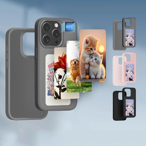 Ink Screen Coque de Protection pour Smartphone AI 4 Couleurs avec écran d'encre, Coque personnalisée pour iPhone 15 Pro Max de 6,7, Coque de Protection Personnalisable, matériau TPU(Gris)