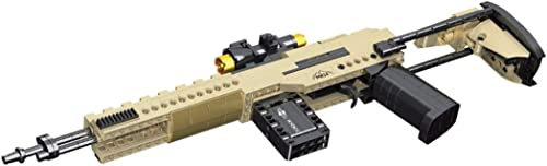 MASUSE MK14 Bausteine Bausatz Modell, 400 Teile Gewehr Waffen Mit Schussfunktion, Klemmbausteine Schießwaffe Konstruktion Bauset