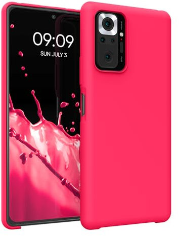 kwmobile Carcasa Compatible con Xiaomi Redmi Note 10 Pro Funda - Case TPU y Silicona antigolpes - Apto Carga inalámbrica - Rosa neón