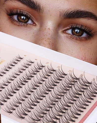 Onlyall Individual Lashes Wimperncluster Einzelne Wimpern for Beginners C curl Cluster Lashes Künstliche Wimpern Pack of 128 Stück (8-14mm Mix) G04