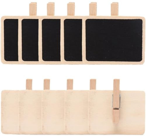 Wudaizhi 10 Stück Kleine Mini-kreidetafel-tafelschilder, Löschbare Holztafeln, Kreidetafel-schilder Zum Anklemmen, Fotos, Wand, Nachricht, Preis, Name, Tafel, Tafeln, Schilder – Rechteckig