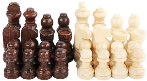 YHAILI 32 Stück Internationale Schachfiguren Aus Holz Handgeschnitzt Schachspiel Bauern Figuren Schachbrett Zubehör Langlebig