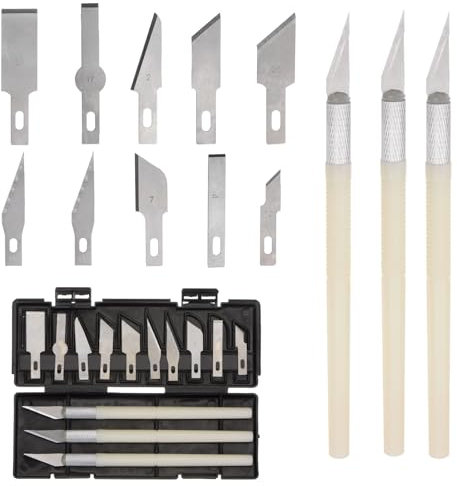 APMGONT Juego de Cutter, 13 Piezas Cuchillo de Precisión para Trinchar Mango Ergonómico Juego de Cuchillos Exacto con 10 Tipos de Hojas de Repuesto Juego de Cuchillos (plateado)