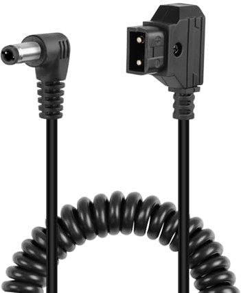GELRHONR D-Tap zu Dc Kabel,15V Monitorv Halterung Stromkabel,5,5x2,5mm Dc Stecker Coiled Cable, für Video Kamera, DSLR-Monitor, DV Connector, V Lock Akku Mounth