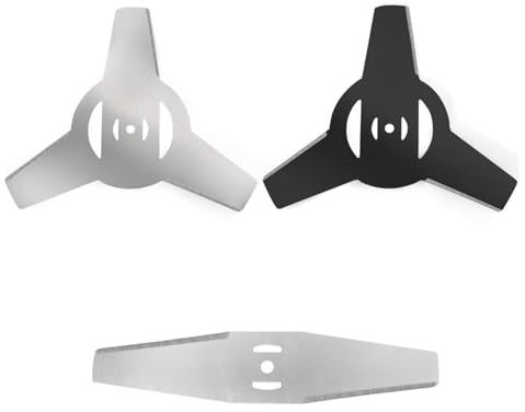 Wjelet 3 Pack Grass Trimmer Blade Heads Replacements, Universal Mulching Brushcutter Blade, 3Tooth Blade & 1 Metal Brush Cutter Blade, Weed Eater Blade for Electric Lawn Mower