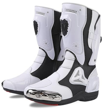 FHQGZT Motorradstiefel Herren und Damen - Motorrad ergonomisch Wasserdicht Stiefel Tourenstiefel Schuhe Männer Leder mit Motorradschuhe aufgesetzten Hartschalenprotektoren