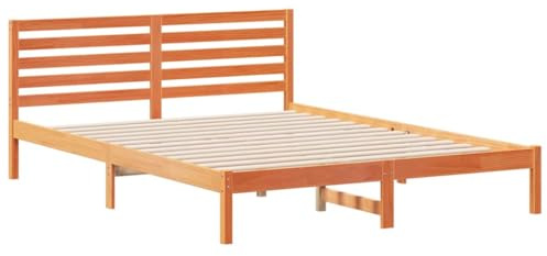 vidaXL Bettgestell Wachsbraun 160 x 210 cm Massivholz Kiefer, Moderner Kiefernholz Plattformbett, Stabiler Rahmen für Matratze, minimalistisches Design, modernes Schlafzimmermöbel