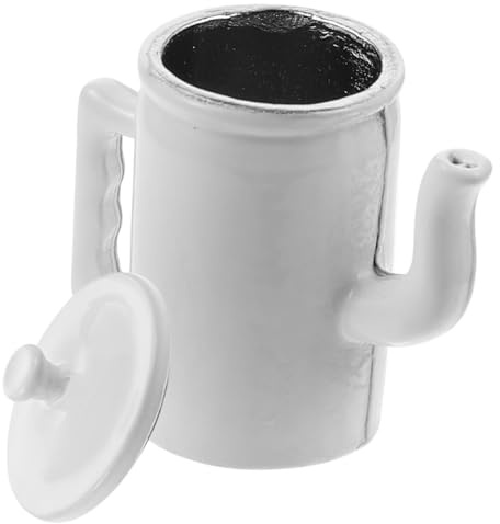 Gogogmee Puppenhaustopf Miniatur Küchenzubehör Mini Kaffeekanne Modell Miniatur Wasserkanne Modellbau Miniaturen Kaffeekanne Requisite Wasserkessel Modell Weiß