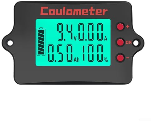 Battery Monitor Digital Multimeter 100A Shunt Voltage Current Tester for Van Life Electric-Bicycle(Monochrome screen)