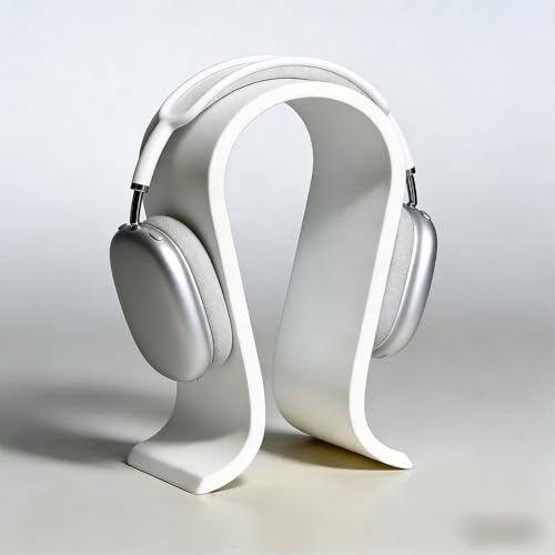 Tuwyii Headphone Stand, Soporte para Auriculares de Madera, Soporte Universal para Auriculares, Base Universal,con Silicona TPU Antideslizante, Adecuado para Oficina en Casa (Blanco)