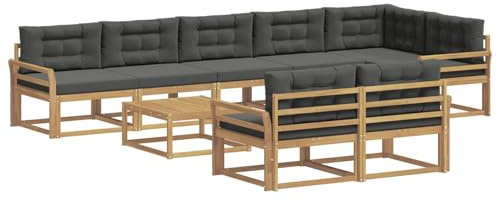 vidaXL Outdoor-Sofagarnitur 9 pcs Weiß und Anthrazit 79 x 79 x 37 cm, Patio-Sitzgruppe, modernes Outdoor-Sofa, langlebige Gartenmöbel, wetterfestes Lounge-Set für die Terrasse