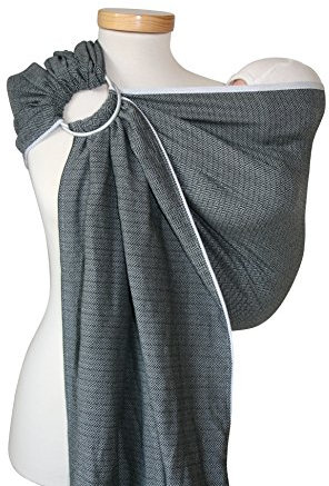 Storchenwiege Baby Ring Sling, 100% Baumwolle, deutsche Produktion, ab Geburt bis ca. 20kg (Grau)