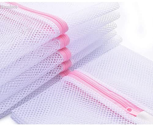 Homieco 4er Set Wäschebeutel für Waschmaschine Wiederverwendbare Netzbeutel Wäschesack mit Reißverschluss für BH, Unterwäsche, Socken, Strumpfhosen, Babysachen