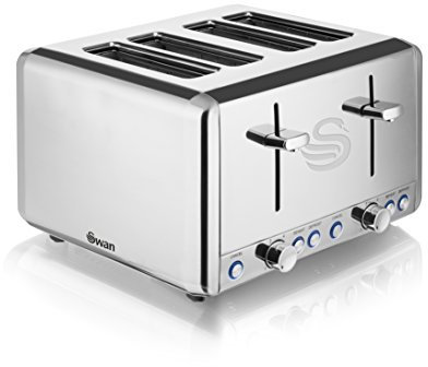 Swan ST14064N 4 Slice Toaster, Polished Stainless Steel, 1850W