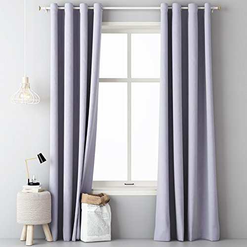 JEMIDI Vorhang Blickdicht lichtundurchlässig 140x250cm - Gardine mit Ösen Anbringung - Ösenschal Dekoschal Verdunkelungsvorhang - 100% Polyester