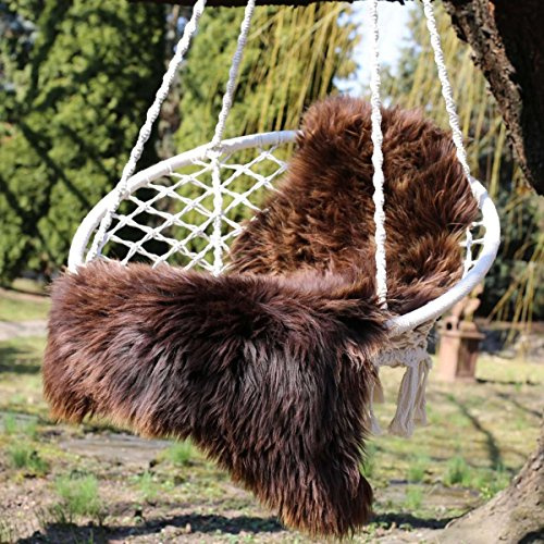 Lammfell Natur Farben Grizzly 110-120 cm echtes Merino Schaffell kuschelig weich Teppich ökologische Gerbung von deutschen Schäfereien Naturform Dekofell Premium Schaffell Läufer Sitzunterlage