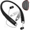 AMORNO Foldable Bluetooth Headphones, Wireless Neckband Sports Headset with Retractable Earbuds, Sweatproof Noise Cancelling Stereo Earphones with Mic
