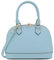 Satchel-Tasche in klassischer Kuppelform mit umlaufendem Reißverschluss aus Saffiano-Leder, Hell, blau, Einheitsgröße
